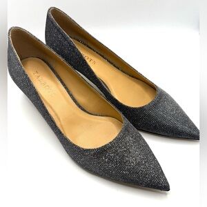 Talbots Silver Metallic Glitter Pointed Toe Low Heel Pumps | Size 8